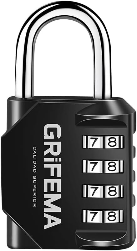 GRIFEMA GA1001-1 Candado de Combinación. Cerradura de Combinación de 4 Dígitos . Adecuada para Gimnasio. Maleta de Equipaje y Caja de Herramientasetc Etc. Negro