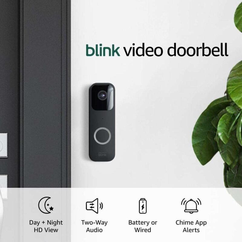 Blink Video Doorbell (newest model). Two-way audio. HD video. motion and chime app alerts and Alexa enabled — wired or wire-free (Black)