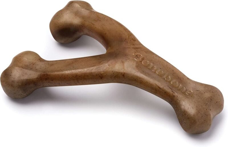 Benebone Wishbone Durable Dog Chew Toy for Aggressive Chewers. Real Bacon. Made in USA. Medium