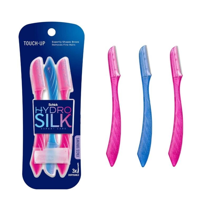 Schick Hydro Silk Touch-Up Dermaplaning Tool with Precision Cover. 3ct | Dermaplane Razor. Face Razors for Women. Eyebrow Razor. Facial Razor. Dermaplaning Razor. Womens Face Razor Peach Fuzz Remover