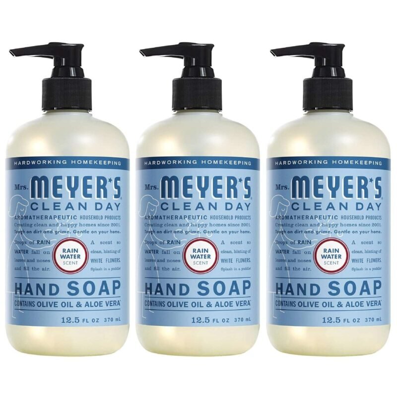 MRS. MEYER'S CLEAN DAY Hand Soap. Made with Essential Oils. Biodegradable Formula. Rain Water. 12.5 fl. oz - Pack of 3